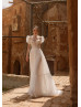 Strapless Ivory Lace Dotted Tulle Wedding Dress With Jacket Strapless Ivory Lace Dotted Tulle Wedding Dress With Jacket